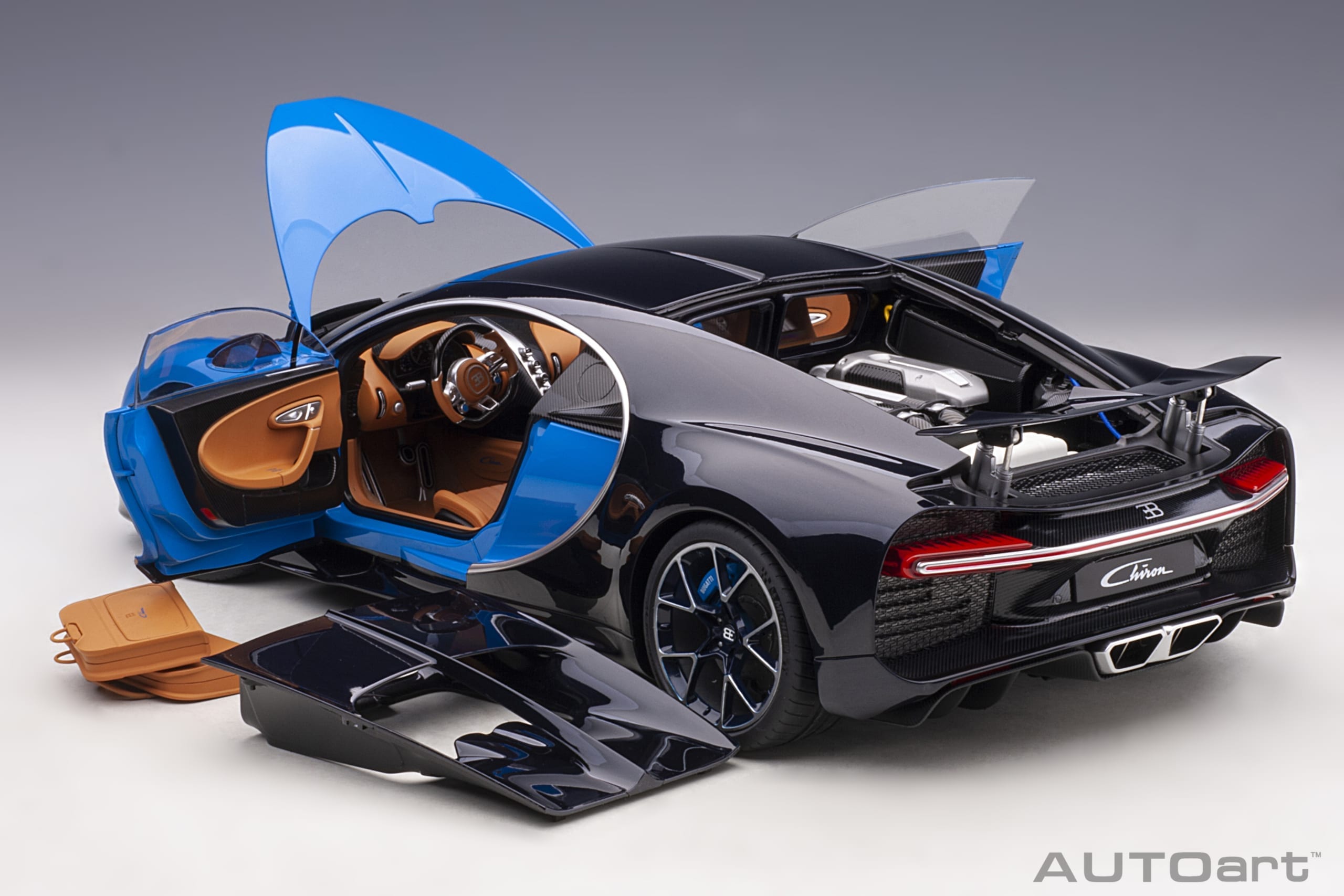 Bugatti Chiron francés Racing Azul y Azul Atlántico 1/12 automóvil modelo Autoart 12111 